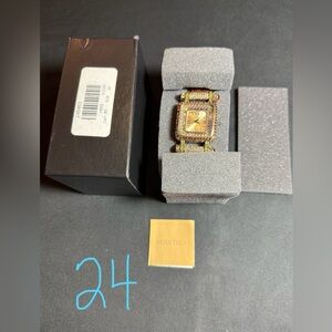 PRICE FIRM •NIB* Heidi Daus “Timeless Beauty” watch Swarovski leather brown red
